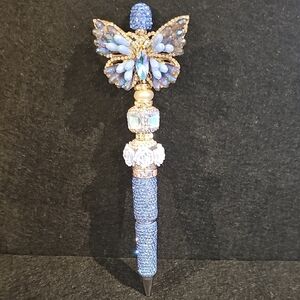 Blue Beaded Butterfly Pen